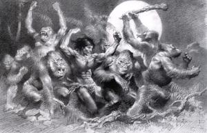 BW-Tarzan_at_the_Dumdum_by_Frank_Frazetta