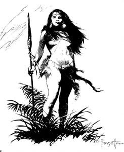 BW-Woman_with_Spear_by_Frank_Frazetta
